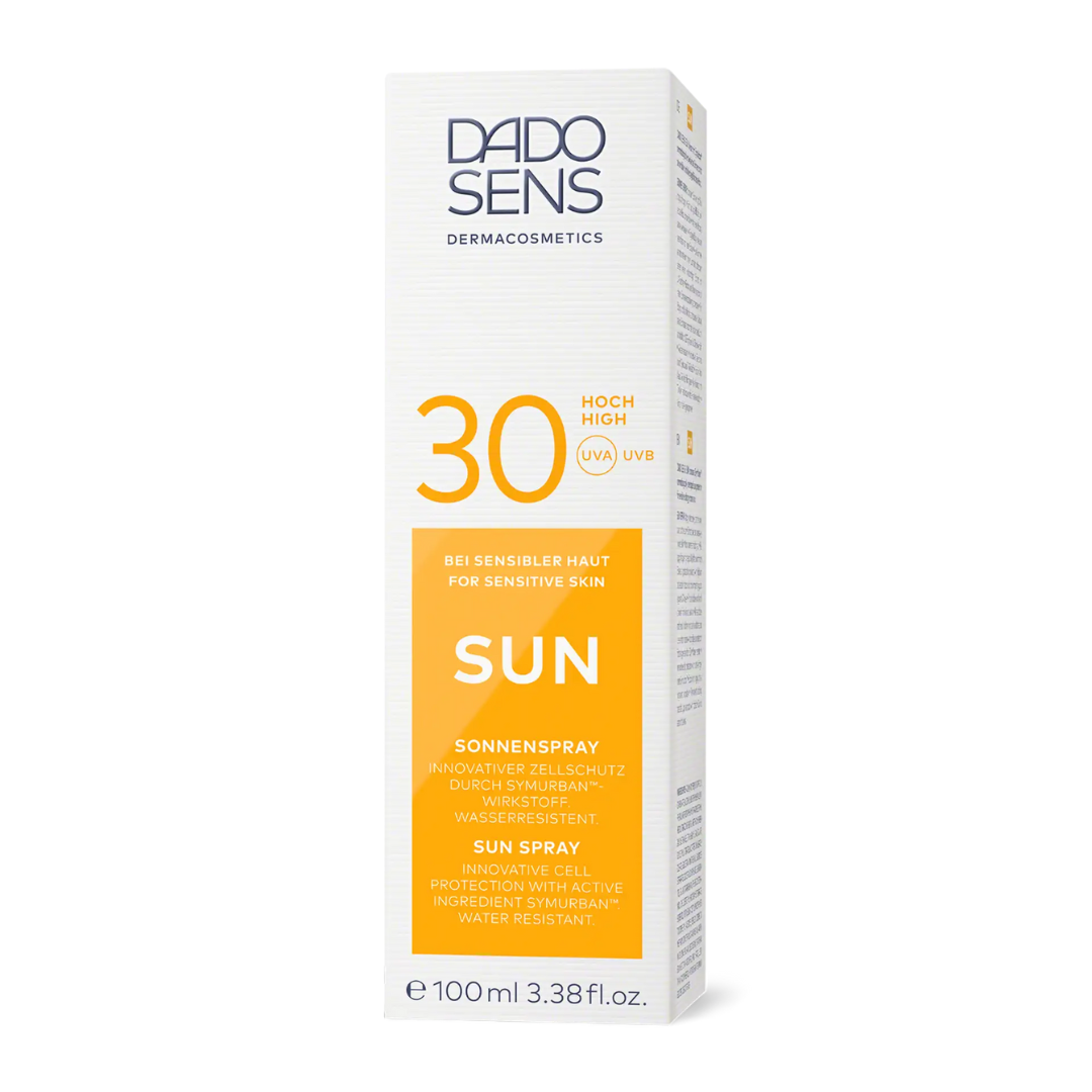DADO SENS SUN Sonnenspray LSF 30 – Umverpackung für empfindliche Haut, wasserfest mit innovativem Zellschutz