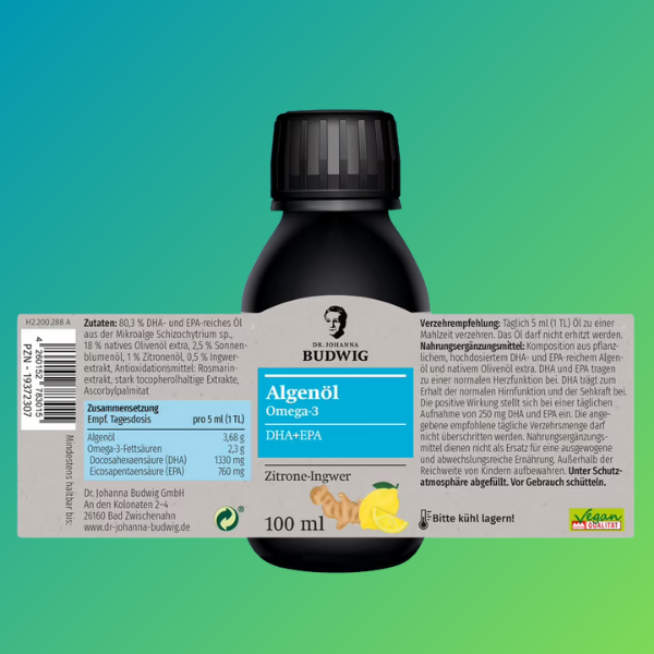 Omega-3 Algenöl Zitrone-Ingwer 100ml Dr. Budwig