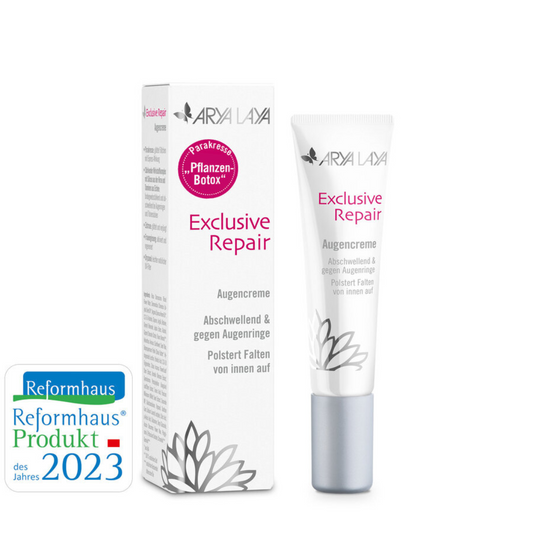 Arya Laya Exclusive Repair Augencreme – pflanzliche Anti-Aging Augencreme mit Parakresse, ausgezeichnet als Reformprodukt des Jahres 2023