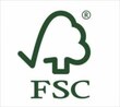 FSC-Logo in Dunkelgrün mit einem Baum-Icon und dem Text "FSC" darunter