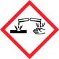 Symbol für das GHS-Gefahrenpiktogramm für „Ätzend“ (GHS05).