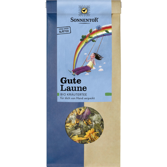 Sonnentor Gute Laune Kräutertee lose – Bio-Tee mit extra großen Blättern in Papiertüte