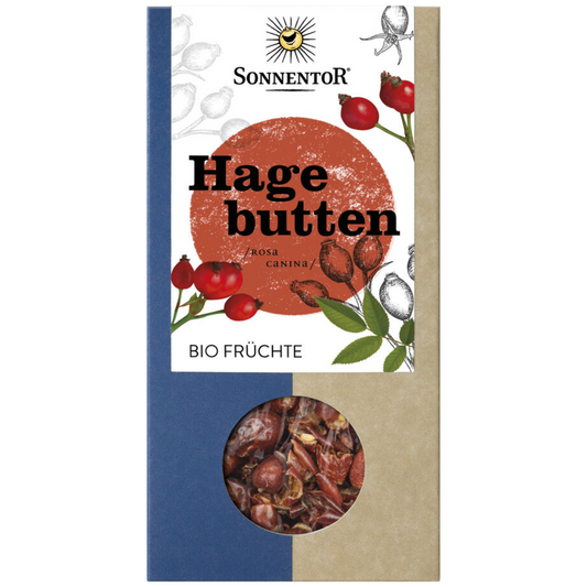 Sonnentor Hagebutten Bio Früchte lose, naturbelassene Hagebutten in dekorativer Verpackung mit Sichtfenster