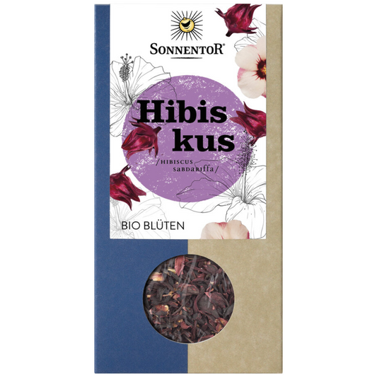 Sonnentor Hibiskusblüten lose, Bio-Qualität – getrocknete Hibiscus sabdariffa Blüten in dekorativer Verpackung zum Aufgießen als Tee
