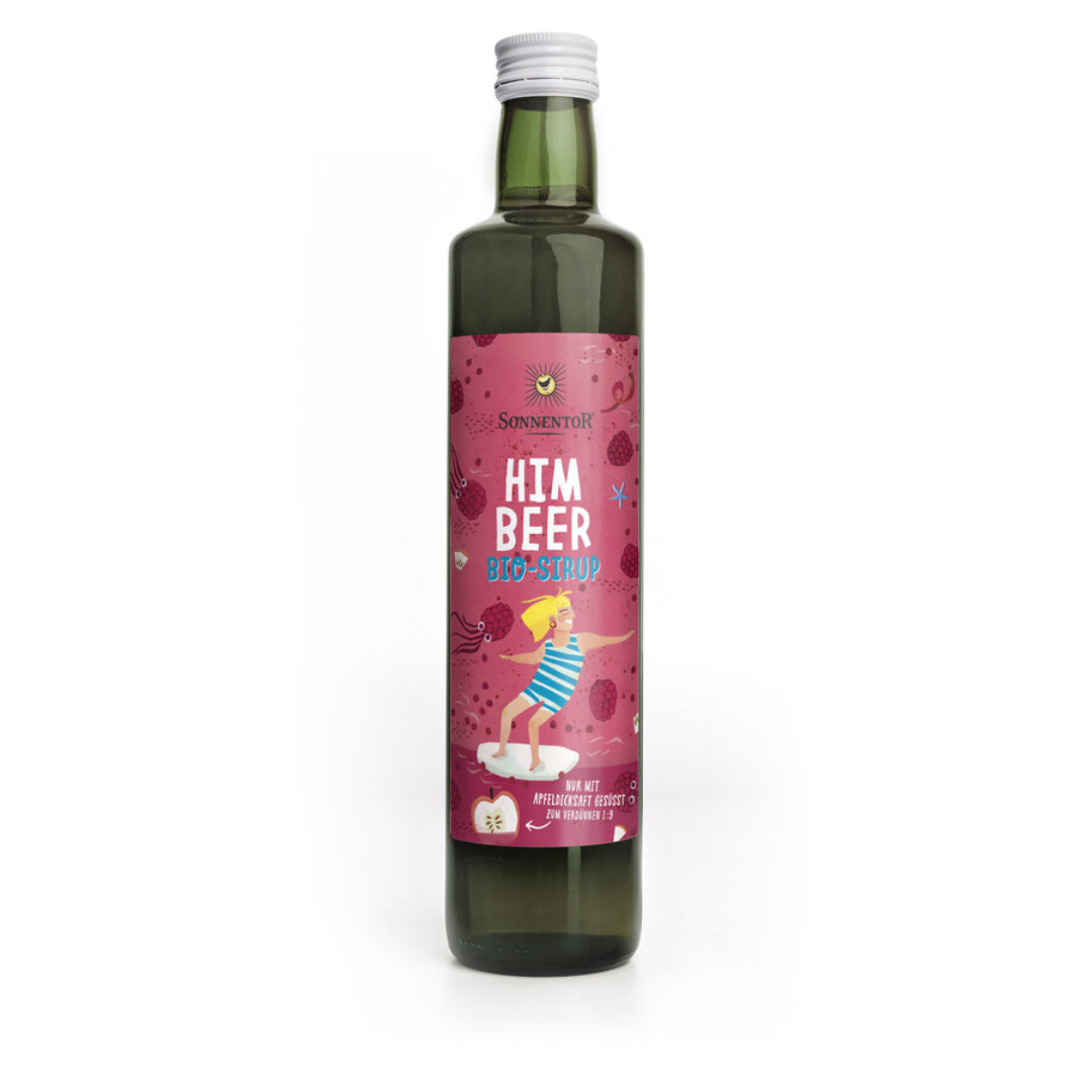 Sonnentor Himbeer Bio-Sirup – fruchtiger Sirup aus Himbeeren und Apfelsaftkonzentrat in Glasflasche, ideal zum Verdünnen mit Wasser