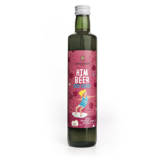 Sonnentor Himbeer Bio-Sirup – fruchtiger Sirup aus Himbeeren und Apfelsaftkonzentrat in Glasflasche, ideal zum Verdünnen mit Wasser