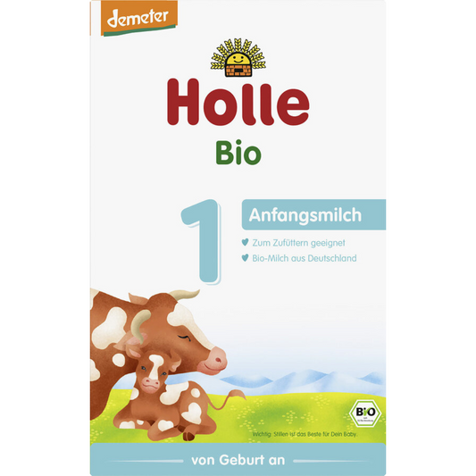 Holle Bio Anfangsmilch 1 – Demeter-zertifizierte Säuglingsmilch auf Kuhmilchbasis ab Geburt, zum Zufüttern geeignet.