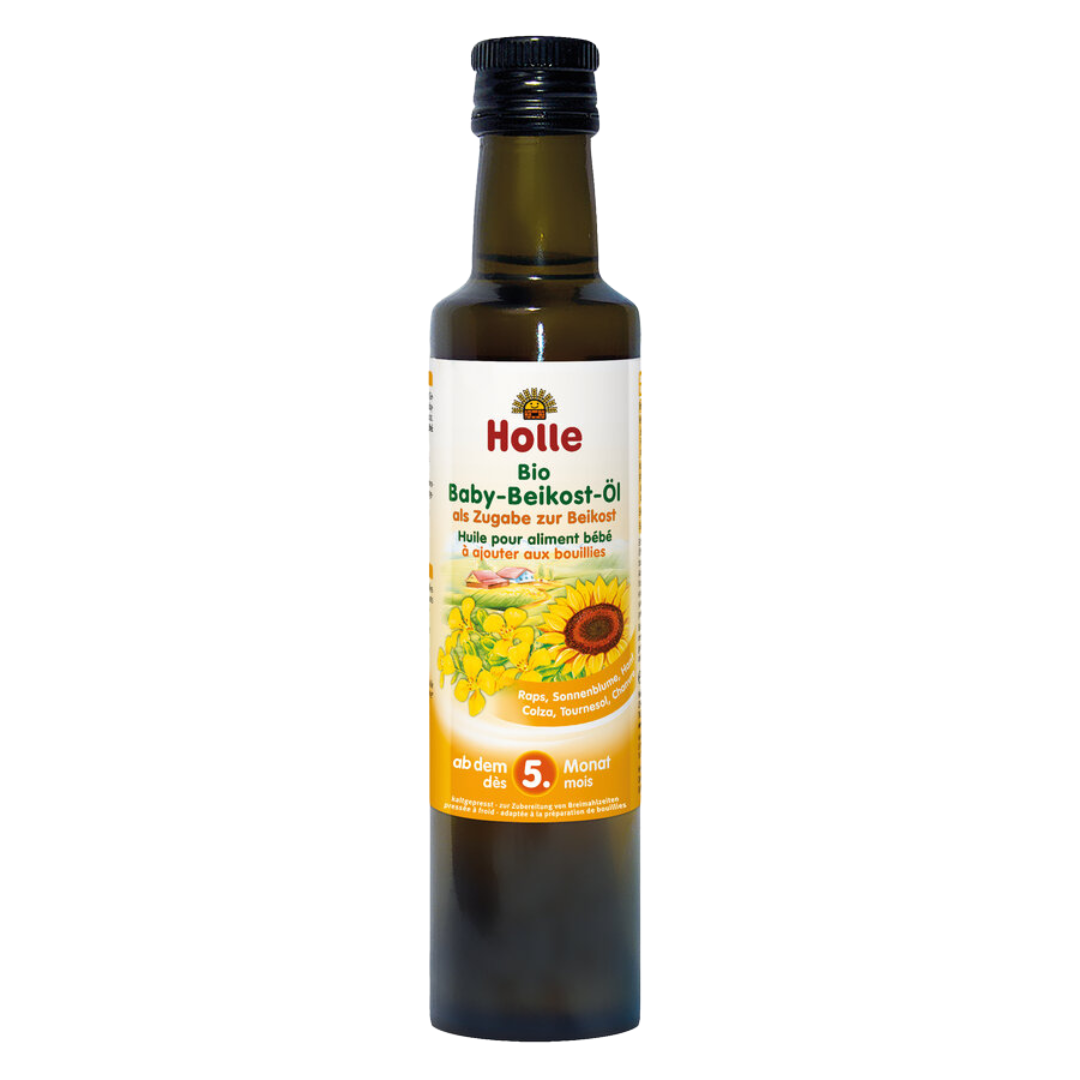 Holle Bio Baby-Beikost-Öl 250 ml – kaltgepresstes Öl aus Raps, Sonnenblume und Hanf ab dem 5. Monat.