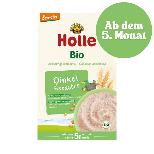 Holle Bio Dinkel Getreidebrei für Babys ab dem 5. Monat – Demeter-zertifiziert, ohne Milch und ohne Zuckerzusatz