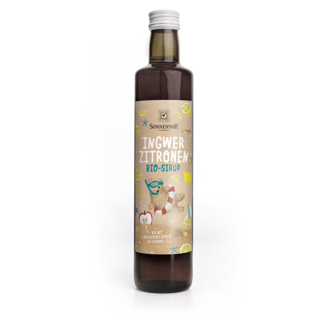 Sonnentor Ingwer Zitronen Sirup – fruchtig-scharfer Bio-Sirup in Glasflasche