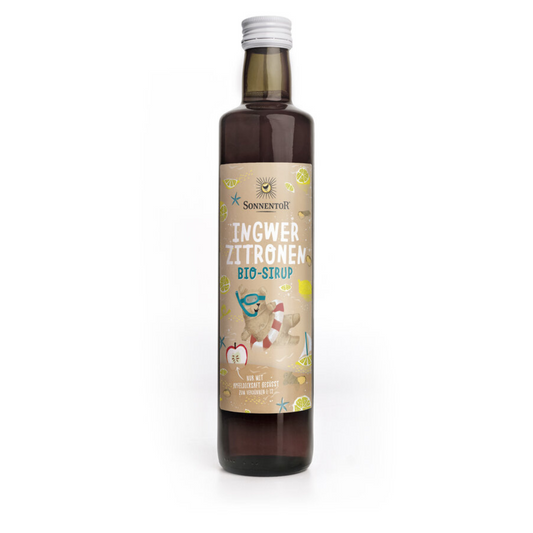 Sonnentor Ingwer Zitronen Sirup – fruchtig-scharfer Bio-Sirup in Glasflasche