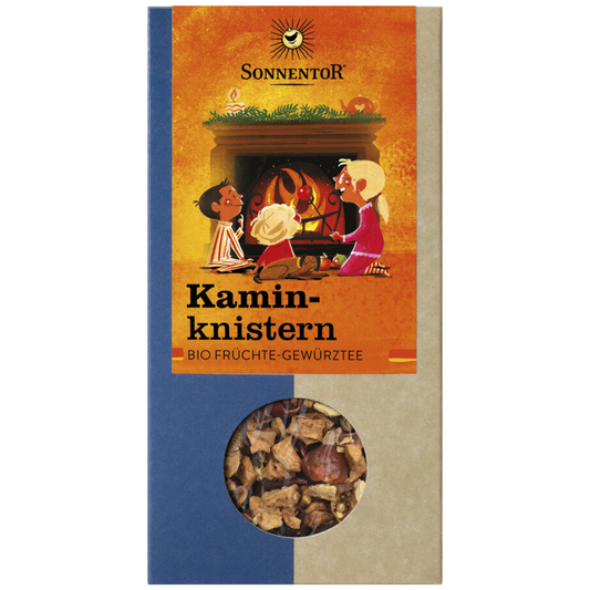 Sonnentor Kaminknistern Bio Früchtetee lose – winterlicher Früchte-Gewürztee mit aromatischen Zutaten