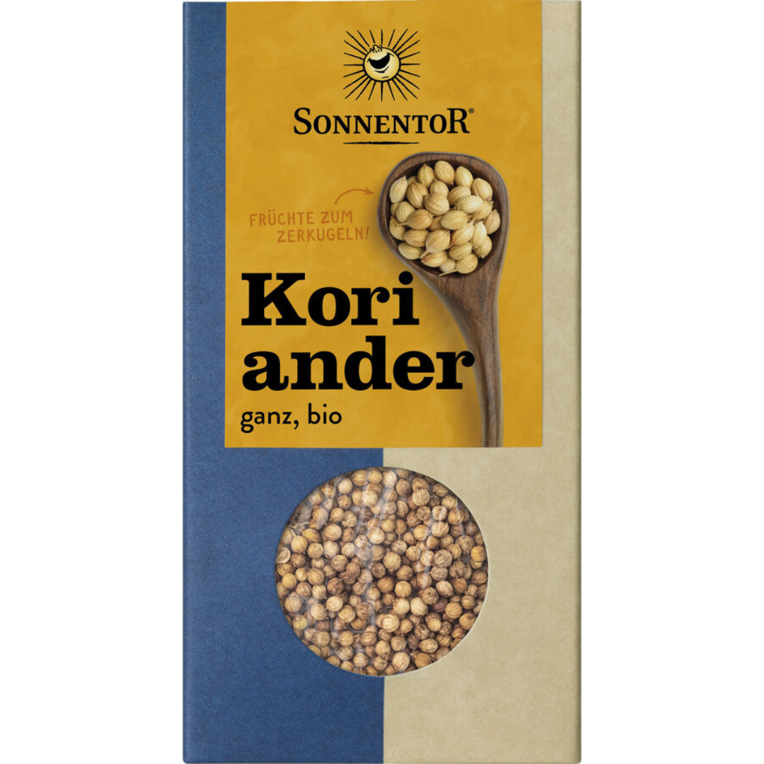 Sonnentor Koriander ganz Bio – ganze Koriandersamen zum Würzen von Currys, Suppen und Backwaren