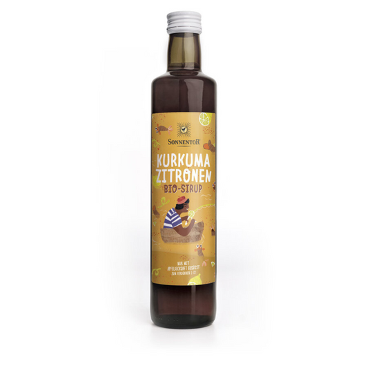 Sonnentor Kurkuma-Zitronen Bio-Sirup – 500 ml Flasche, erfrischender Sirup mit Kurkuma und Zitrone, mit Apfeldicksaft gesüßt