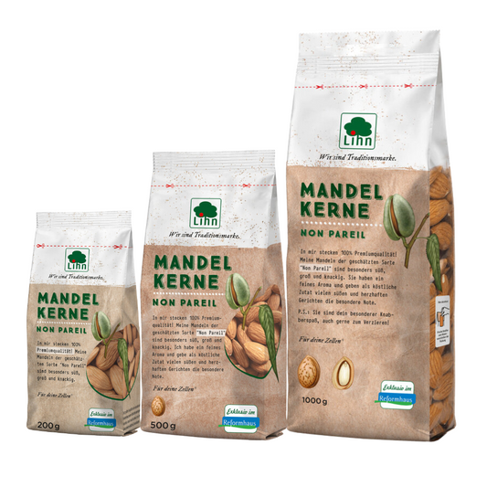 Lihn Mandelkerne Non Pareil 200g, 500g und 1000g im Vergleich – hochwertige Mandeln in Reformhaus-Qualität