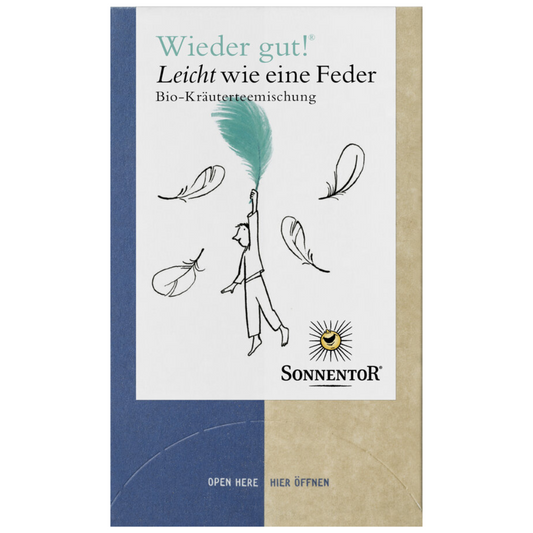 Sonnentor Wieder gut! Leicht wie eine Feder Bio-Kräutertee, Verpackungsvorderseite
