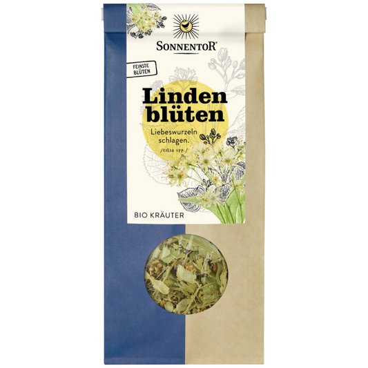 Sonnentor Bio Lindenblüten lose – aromatischer Kräutertee aus feinsten Blüten, nachhaltige Verpackung mit Sichtfenster