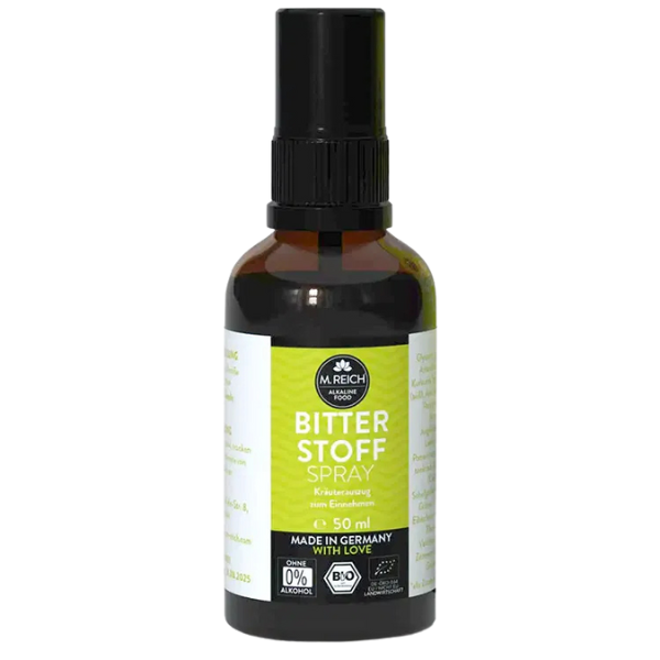 M. Reich Bitterstoff Spray 50 ml – alkoholfreier Kräuterauszug in praktischer Pumpspray-Flasche, Bio-Qualität.