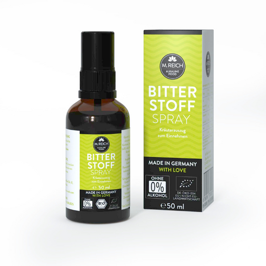 M. Reich Bitterstoff Spray – alkoholfreier Kräuterauszug zum Einnehmen, 50 ml Flasche mit Verpackung