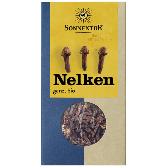 Sonnentor Nelken ganz Bio – ganze Nelken in nachhaltiger Verpackung mit Sichtfenster