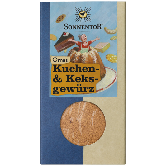 Sonnentor Omas Kuchen- & Keksgewürz – aromatische Bio Gewürzmischung für Gebäck, Kekse und Kuchen in nachhaltiger Verpackung mit Sichtfenster