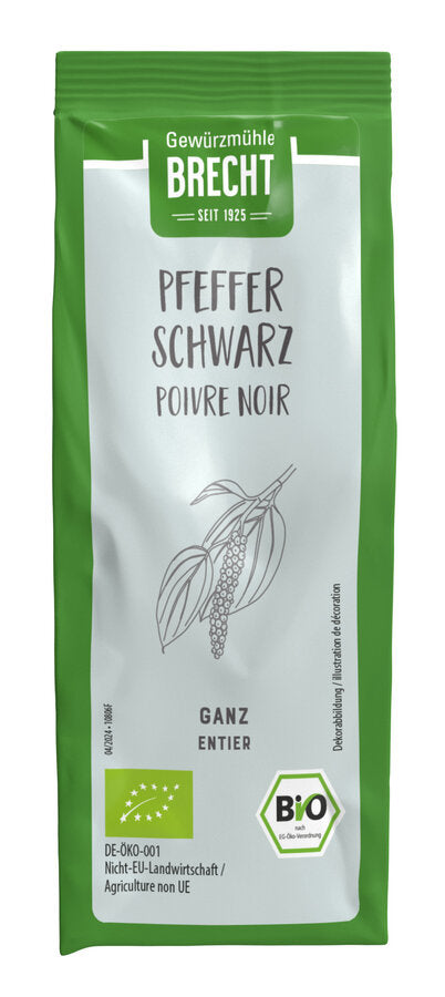 Pfeffer schwarz ganz Bio 70g Nachfüllbeutel Brecht