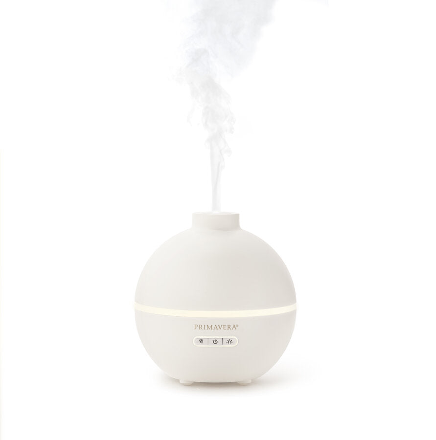 Primavera Aroma Vernebler Feel Happy in Weiß – Ultraschall-Diffuser mit LED-Licht und Duftnebel für ätherische Öle