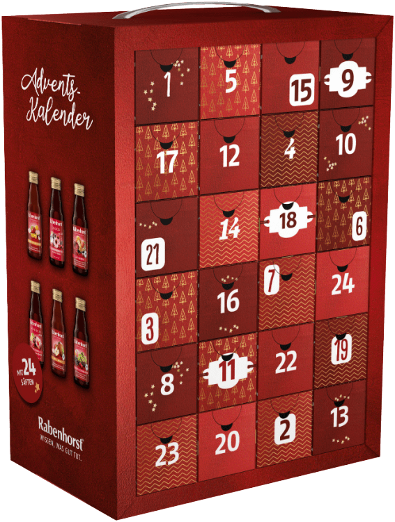 Rabenhorst Adventskalender 2025 – Gesunde Geschenkidee mit Banderole und 24 fruchtigen Mini-Säften für die Adventszeit