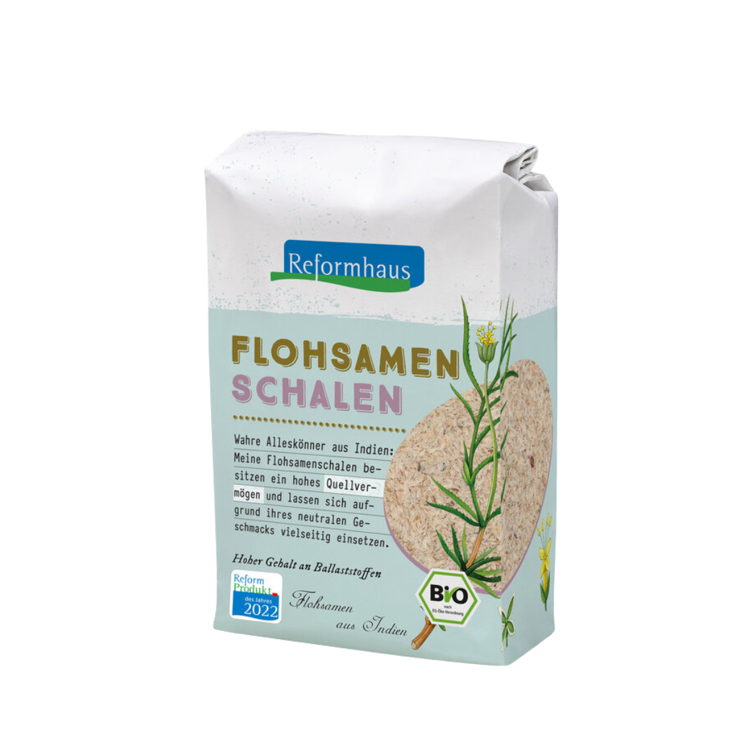 Reformhaus Bio Flohsamenschalen 200 g – naturbelassene Schalen mit neutralem Geschmack, ideal für Backwaren und Müslis