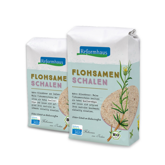 Reformhaus Bio Flohsamenschalen – Packungen mit 200 g und 500 g Inhalt, ballaststoffreich und vielseitig einsetzbar