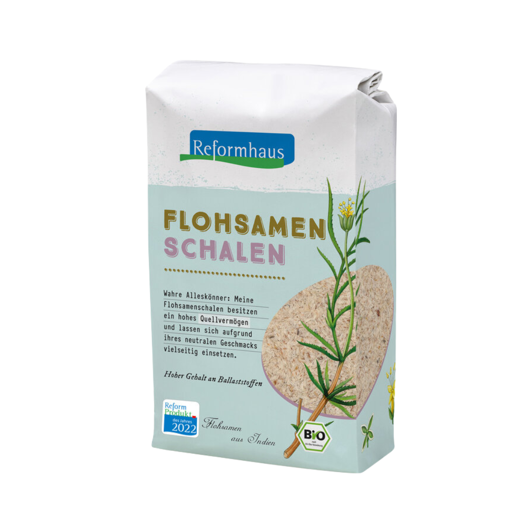 Reformhaus Bio Flohsamenschalen 400 g – hochwertige Ballaststoffquelle mit hohem Quellvermögen, aus indischem Anbau