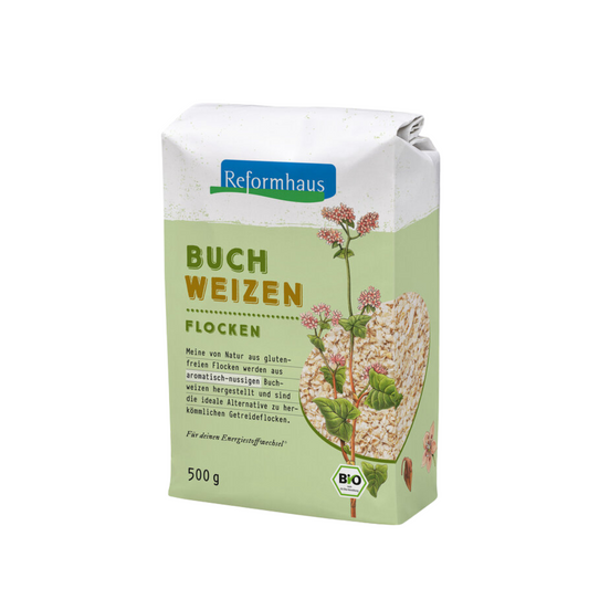 Reformhaus Buchweizenflocken Bio 500 g – glutenfreie Getreidealternative aus aromatischem Buchweizen, ballaststoff- und proteinreich