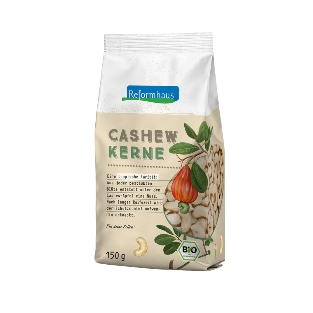 Reformhaus Bio Cashewkerne 150 g – naturbelassene Cashewkerne aus kontrolliert biologischem Anbau