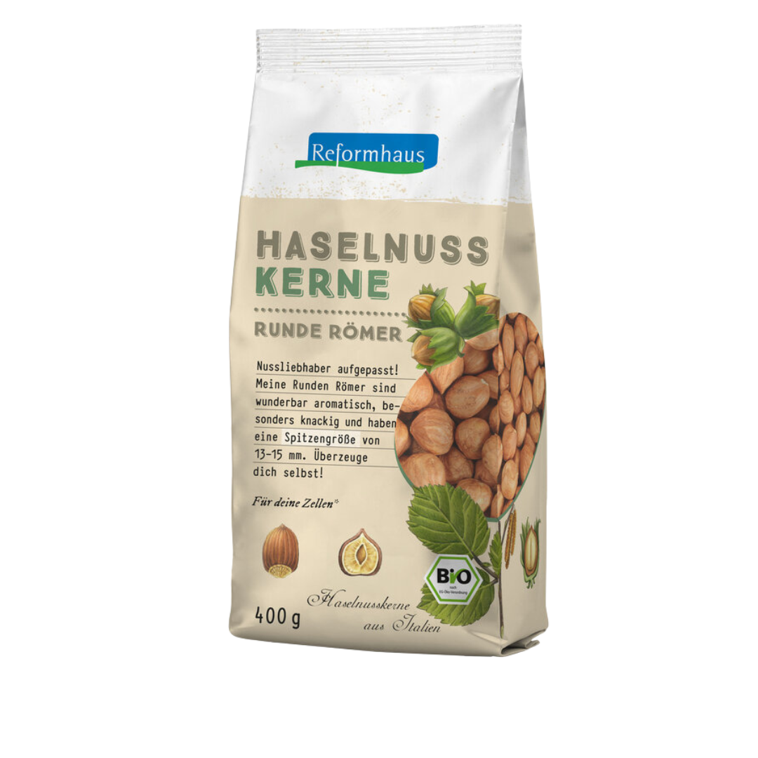 Reformhaus Haselnusskerne Runde Römer – 400 g Großpackung mit extra großen Bio-Haselnüssen aus Italien