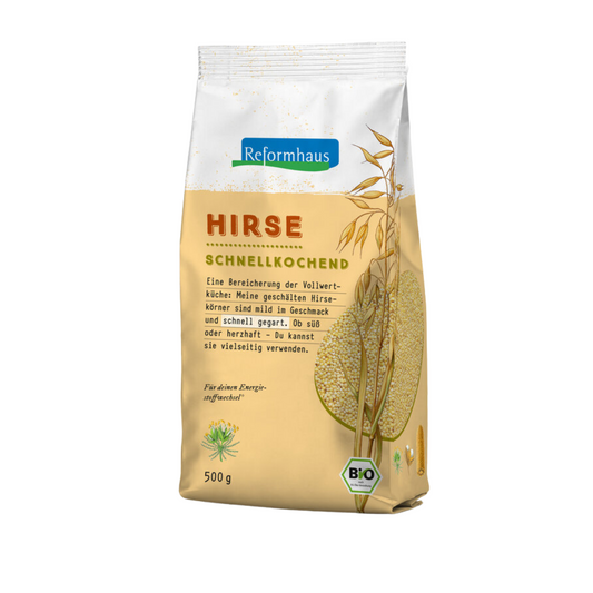 Reformhaus Hirse schnellkochend – 500 g Bio-Perlhirse mit mild-nussigem Geschmack, glutenfrei und vielseitig verwendbar