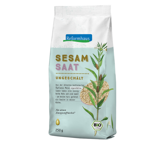Reformhaus Sesamsaat ungeschält Bio 250 g – naturbelassene, aromatische Sesamsamen mit herber Note in Bio-Qualität, ideal zum Rösten und Verfeinern von Gerichten