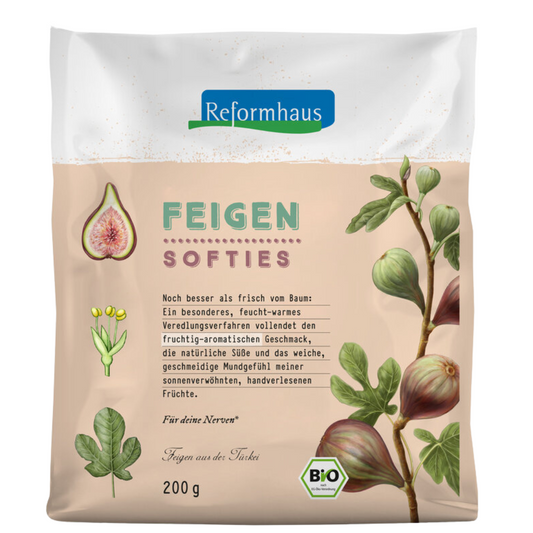 Reformhaus Feigen Softies Bio 200 g – sonnenverwöhnte, handverlesene Soft-Feigen aus der Türkei mit fruchtig-aromatischem Geschmack und weicher Konsistenz