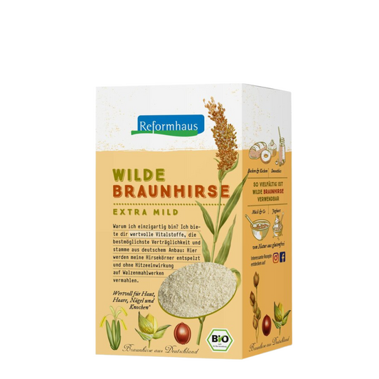 Reformhaus Wilde Braunhirse Extra Mild Bio 500 g – fein vermahlen, mild im Geschmack, aus deutschem Anbau