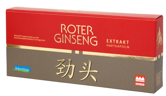 Roter Ginseng Extrakt Hartkapseln 90 Stück – hochdosierter Panax Ginseng aus wasser­dampf­behandelter Ginsengwurzel in Reformhaus-Qualität, neuform zertifiziert