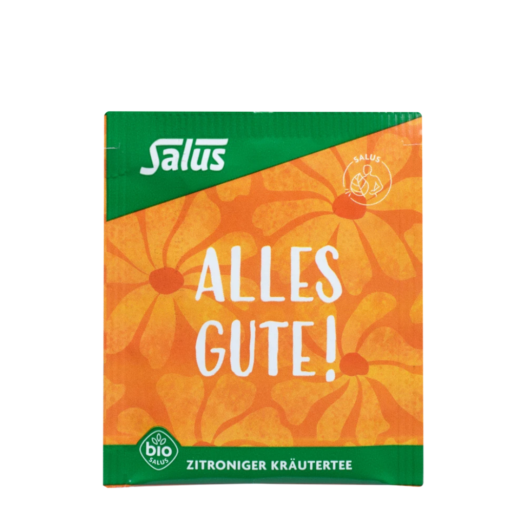 Salus Alles Gute Zitroniger Kräutertee Bio – einzeln verpackter Umbeutel, aromageschützt, 15 Filterbeutel Packung