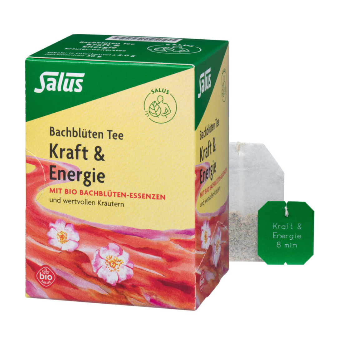 Salus Bachblüten Tee Kraft & Energie – Bio-Tee mit Bachblüten-Essenzen in Filterbeuteln und nachhaltiger Verpackung