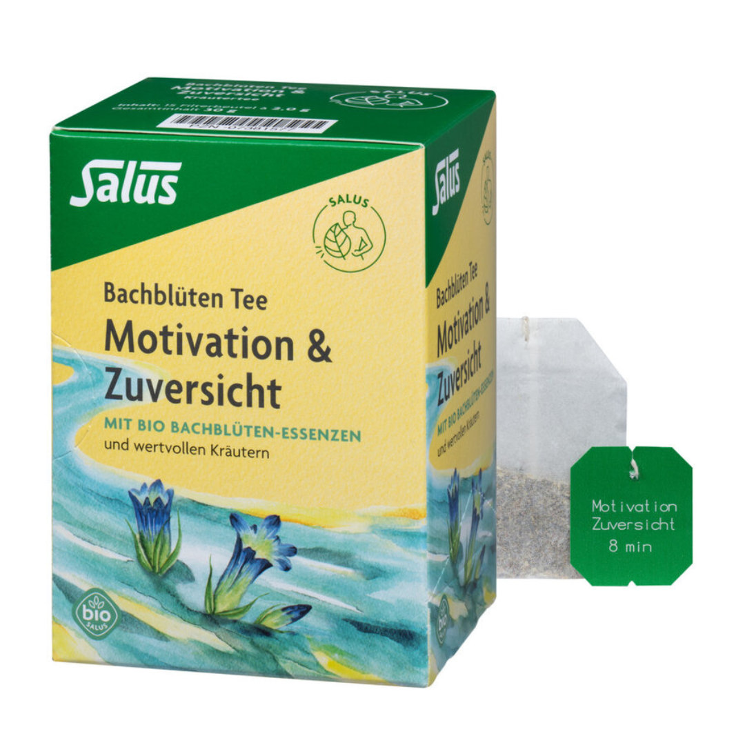 Salus Bachblüten Tee Motivation & Zuversicht – Bio-Tee mit Bachblüten-Essenzen in Filterbeuteln und nachhaltiger Verpackung