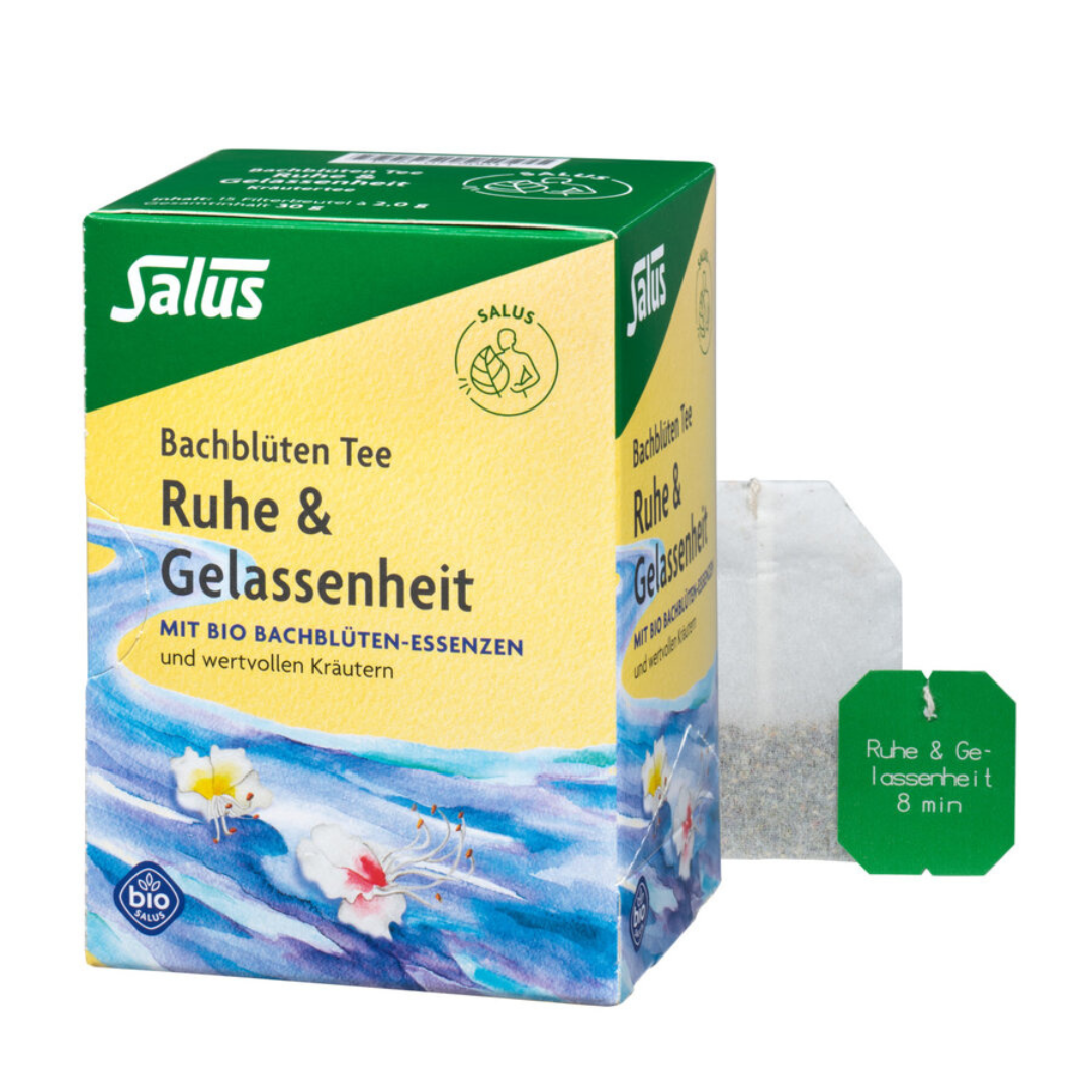 Salus Bachblüten Tee Ruhe & Gelassenheit – Bio-Tee mit Bachblüten-Essenzen in Filterbeuteln und nachhaltiger Verpackung