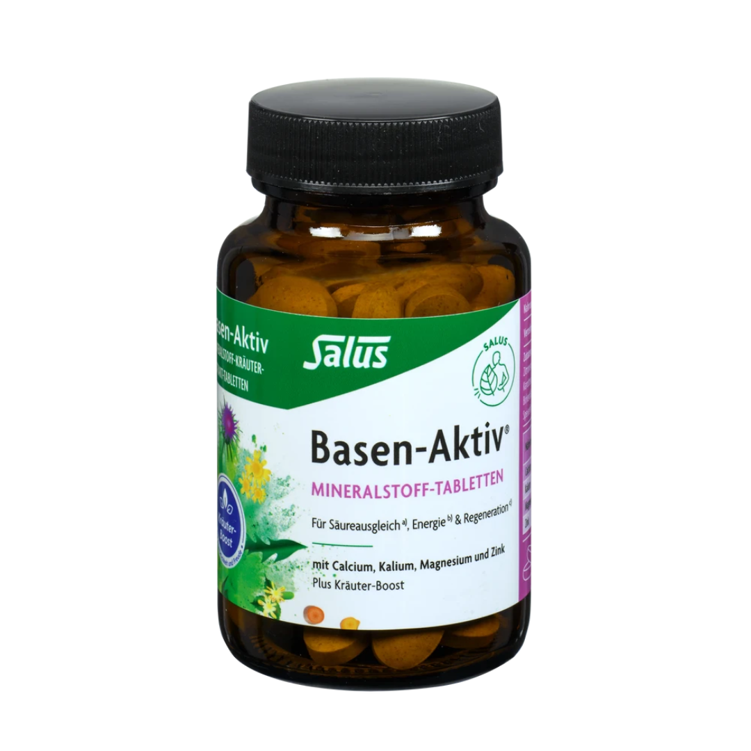 Salus Basen-Aktiv Mineralstoff-Tabletten Glasflasche – vegane Mineralstofftabletten mit Calcium, Magnesium, Kalium und Zink