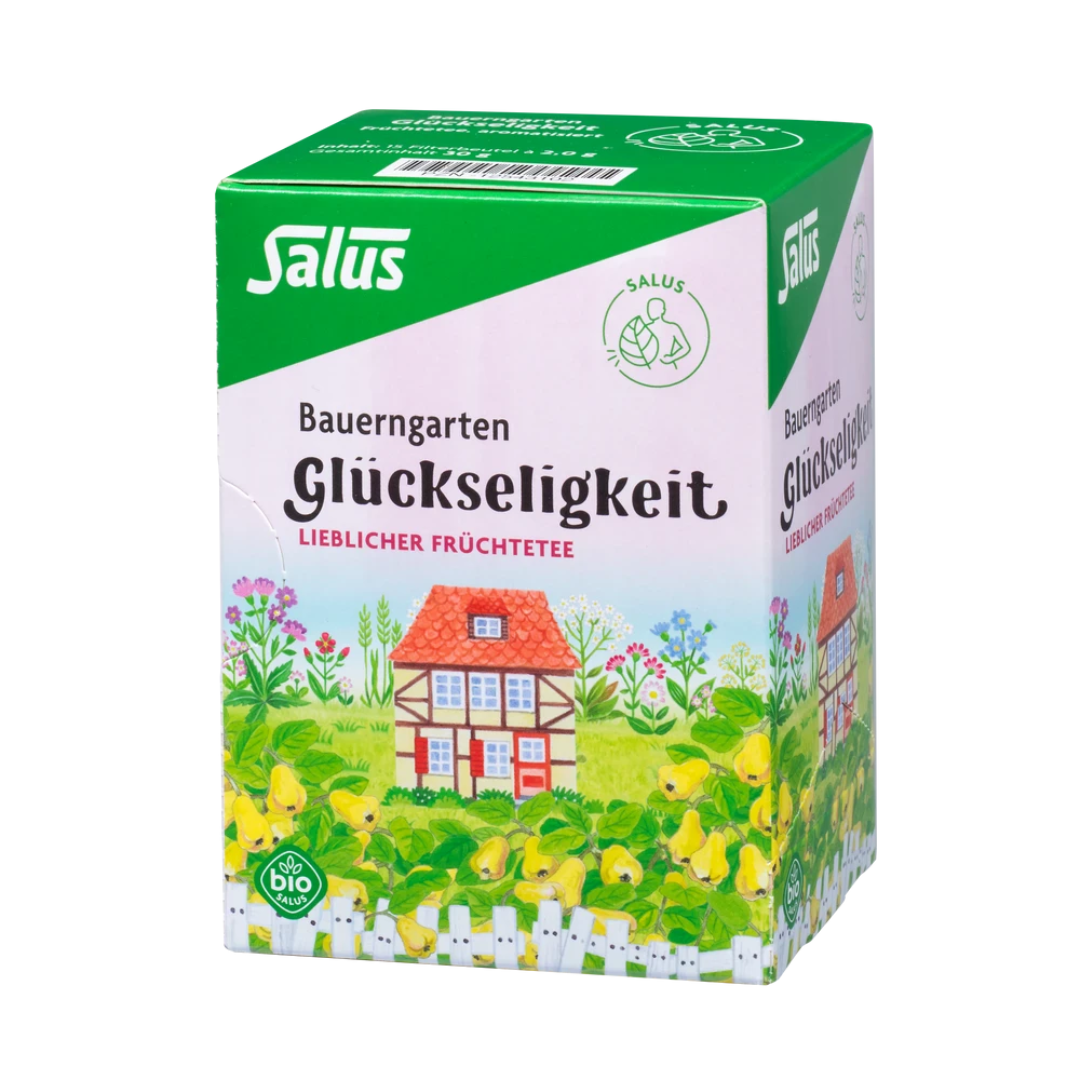 Salus Bauerngarten Tee Glückseligkeit – lieblicher Bio-Früchtetee in Faltschachtel