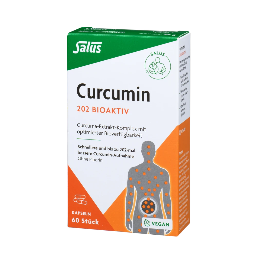 Salus Curcumin 202 Bioaktiv Kapseln – vegane Curcumin-Kapseln mit optimierter Bioverfügbarkeit, 60 Stück