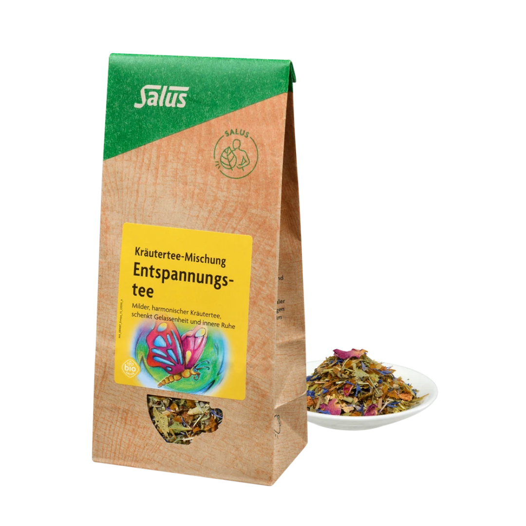 Salus Entspannungstee Bio – 75 g Packung lose Kräutertee-Mischung mit Blüten und aromatischen Kräutern