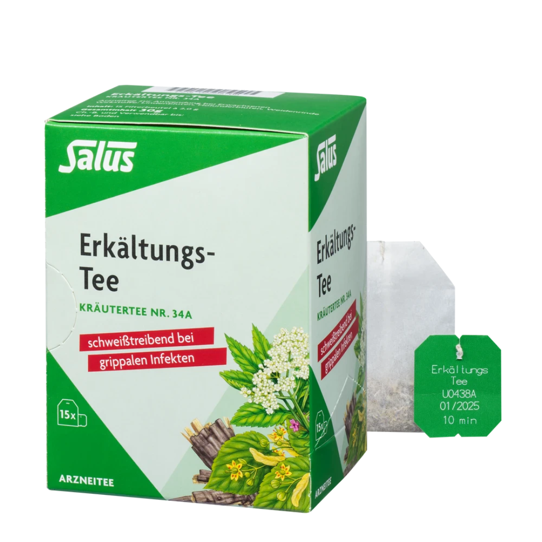 Salus Erkältungstee Nr. 34a – Packung mit 15 Filterbeuteln Kräutertee zum Schwitzen bei grippalen Infekten