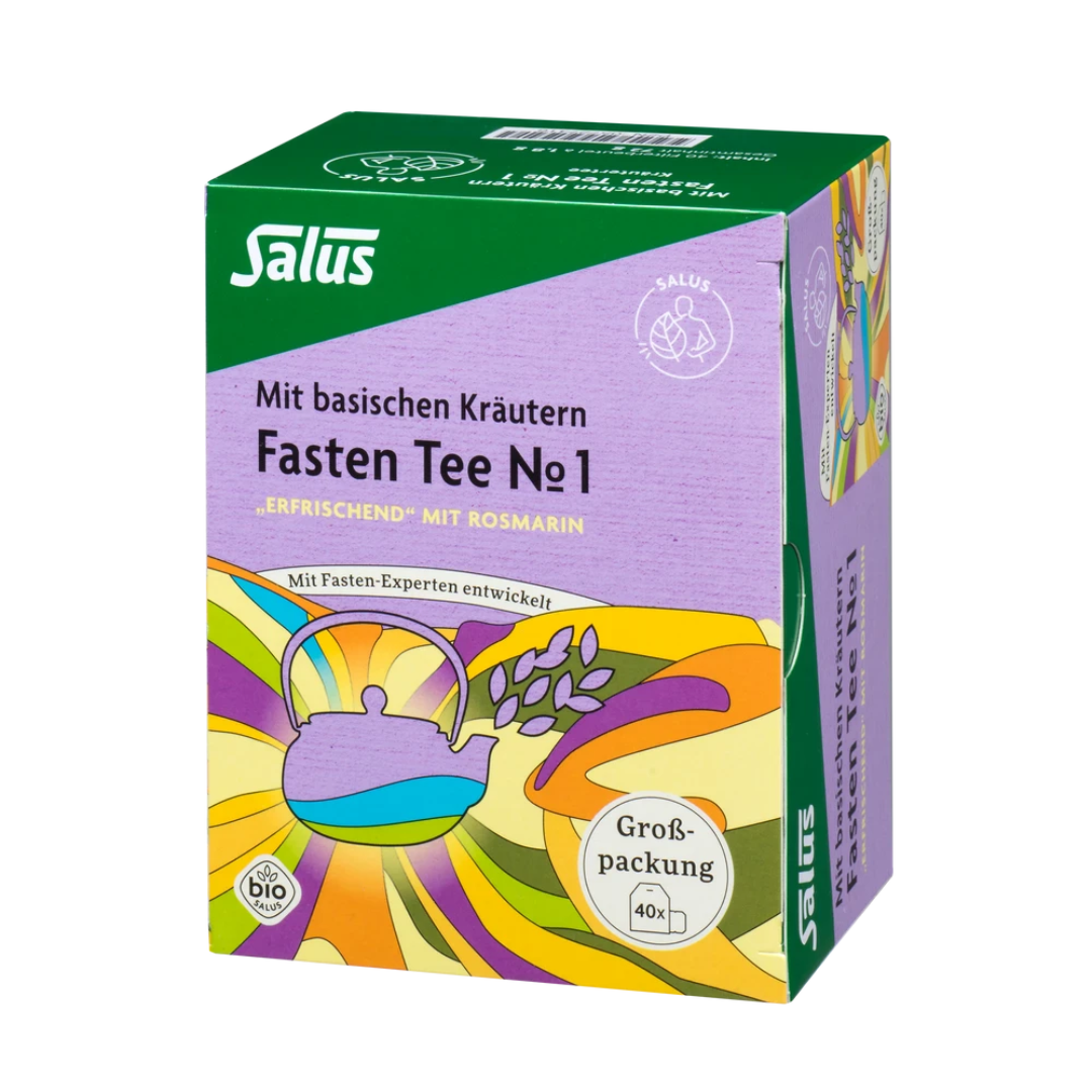 Salus Fasten Tee Nr. 1 Bio 40 Filterbeutel Verpackung – Basischer Bio-Kräutertee mit Rosmarin, Großpackung, entwickelt mit Fasten-Experten.