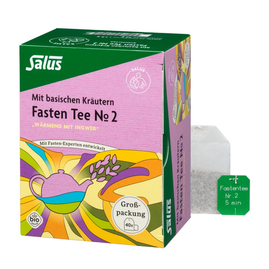 Salus Fasten Tee Nr. 2 Bio 40 Teebeutel – Packung mit basischem Kräutertee und Beutel, wohlschmeckend und wärmend